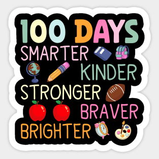 Smarter Kinder Stronger Brighter 100 Days Of School Teacher Sticker